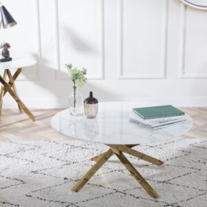 Sutton Gold Round Coffee Table - 90cm Table Top Options Available