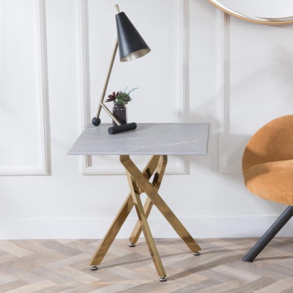 Sutton Gold Square Side Table - 55cm Table Top Options Available - Image 2