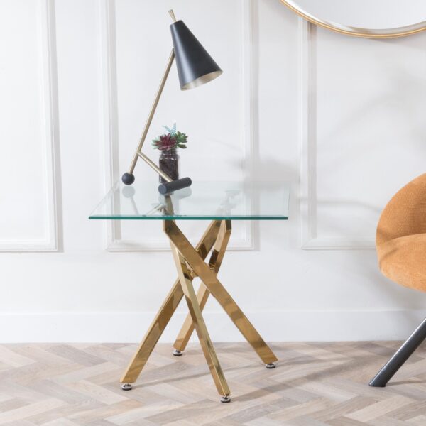Sutton Gold Square Side Table - 55cm Table Top Options Available - Image 3