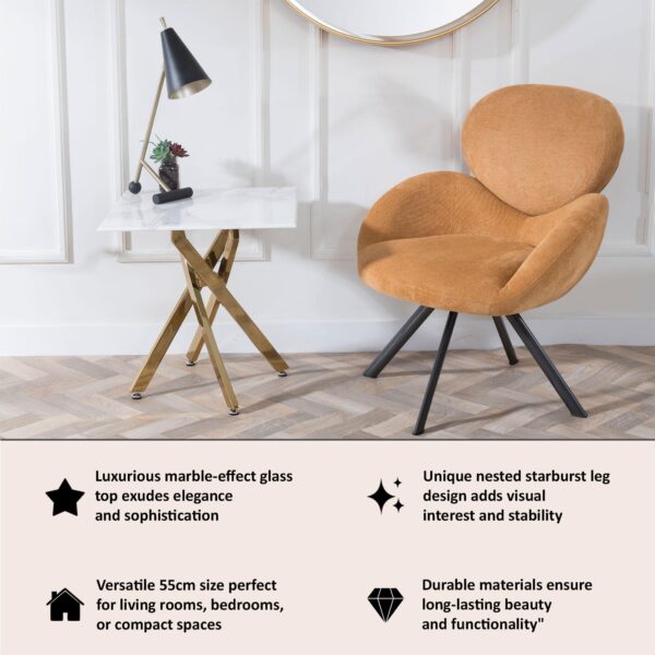 Sutton Gold Square Side Table - 55cm Table Top Options Available - Image 5