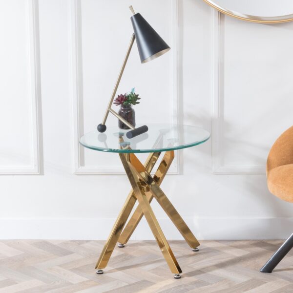 Sutton Gold Round Side Table - 55cm Top Options Available - Image 3