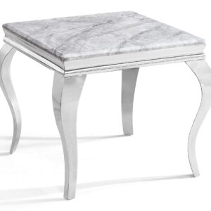 Merida Grey Marble and Chrome Square Side Table