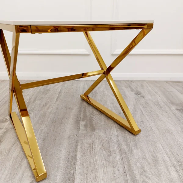 Zion Gold Lamp Table with Polar White Sintered Top - Image 3