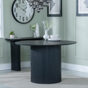 Renzo Black Round Dining Table And Chair Set - 120cm