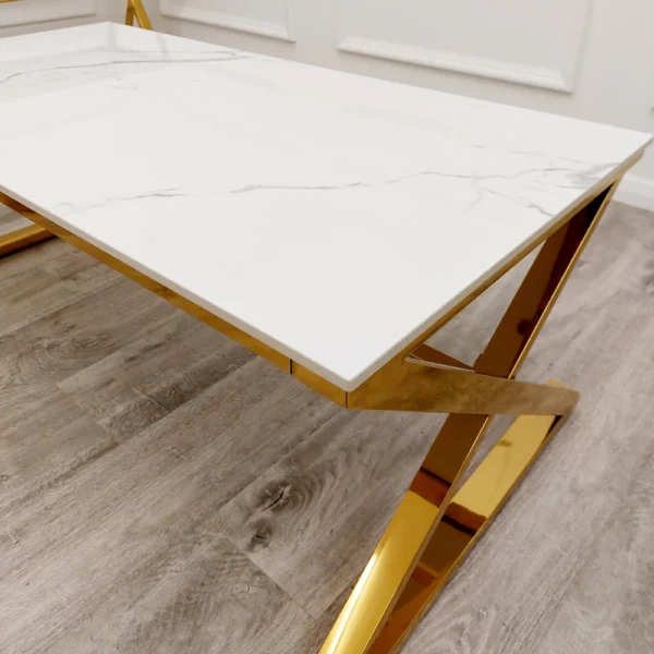 Furnish 365 Zion Polar White Sintered and Gold Coffee Table - Image 3