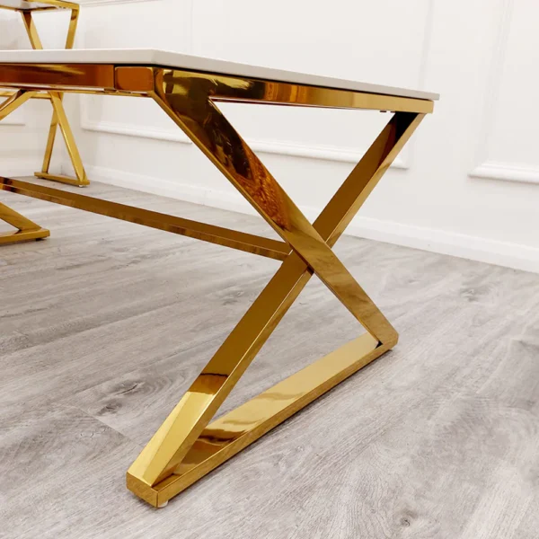 Furnish 365 Zion Polar White Sintered and Gold Coffee Table - Image 2