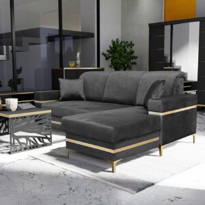 Florence Grey Gold Corner Sofa Bed