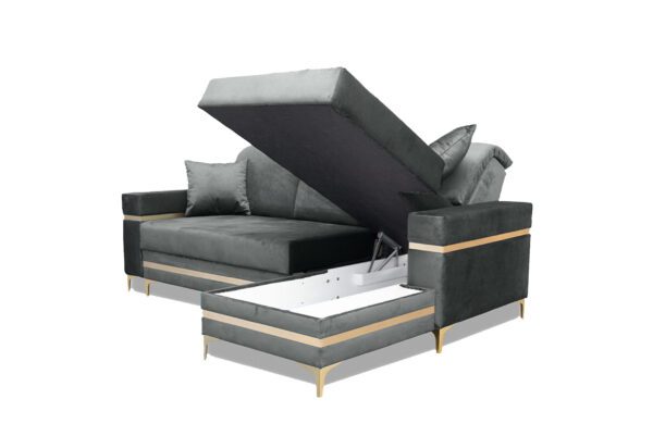 Florence Grey Gold Corner Sofa Bed - Image 2