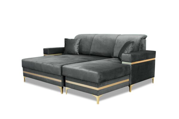Florence Grey Gold Corner Sofa Bed - Image 3