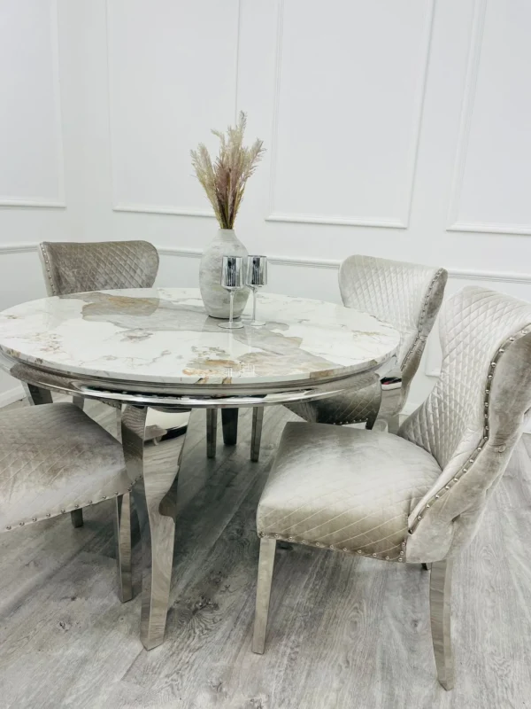 Louis Chrome Round Dining Table - Image 4