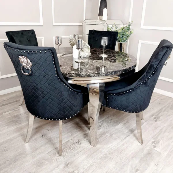 Louis Chrome Round Dining Table - Image 3
