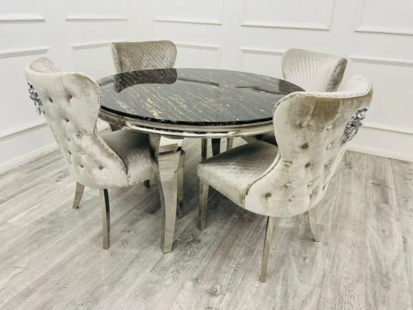 Louis Chrome Round Dining Table - Image 7