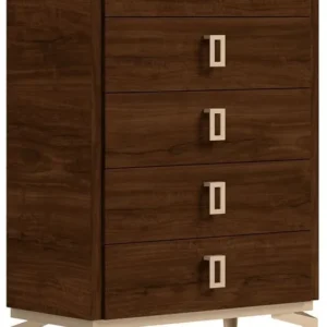 Status Eva Night Walnut Italian 5 Drawer Tall Chest