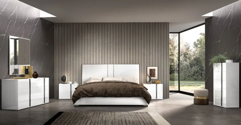 Modern Bianca White Italian Bed - Sizes Available