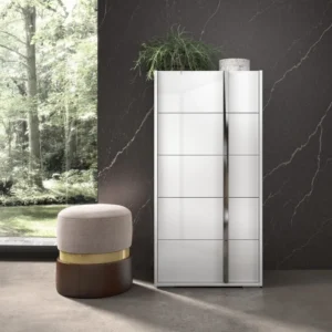 Modern Bianca White Italian 5 Drawer Tall Chest