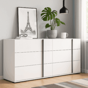 Modern Bianca White Italian 6 Drawer Wide Dresser