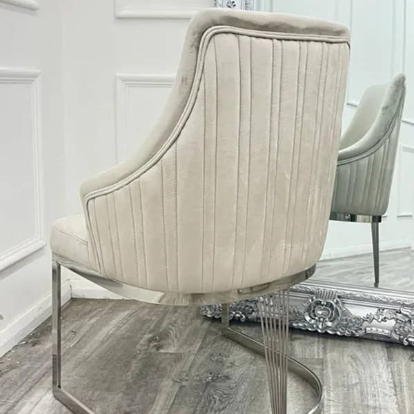Milan 1.8 Pandora Marble Dining Table And Chelmsford Velvet Dining Chair Set - Image 4