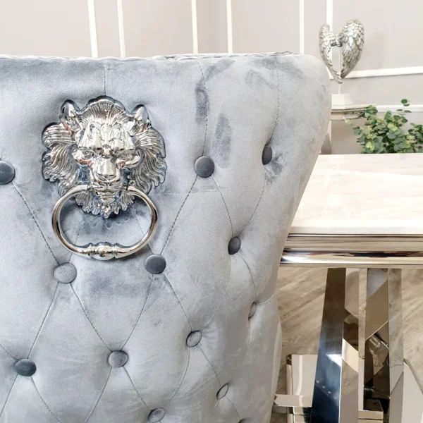 Athena 1.8m Light Grey Marble Dining Table And Chelsea Dining Chair - Image 4