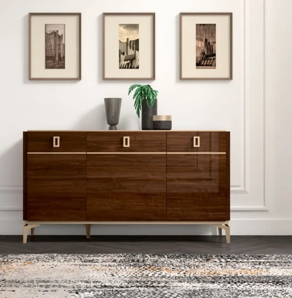 Status Eva Day Walnut Brown Italian 3 Door Buffet Medium Sideboard