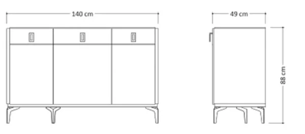 Status Eva Day Walnut Brown Italian 3 Door Buffet Medium Sideboard - Image 4