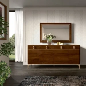 Status Eva Day Walnut Brown Italian 4 Door Buffet Large Sideboard