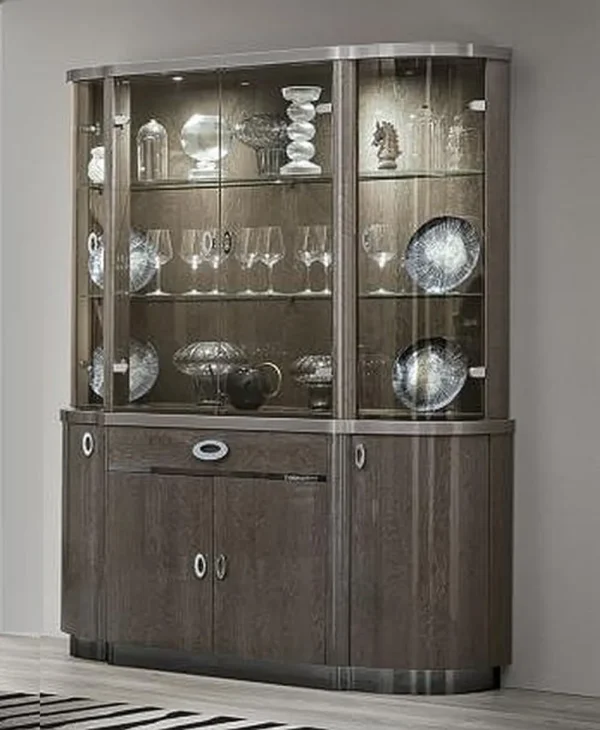Armonia Italian Silver Birch 4 Door Display Cabinet