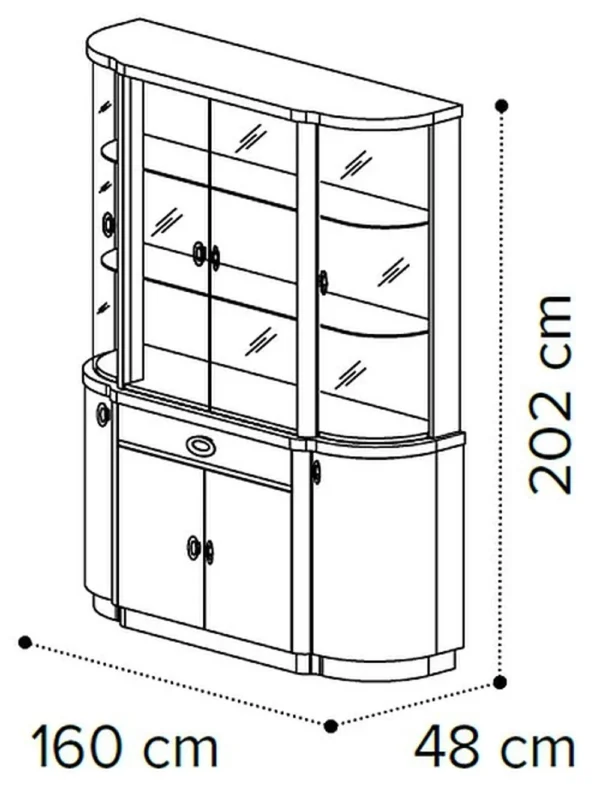 Armonia Italian Silver Birch 4 Door Display Cabinet - Image 2