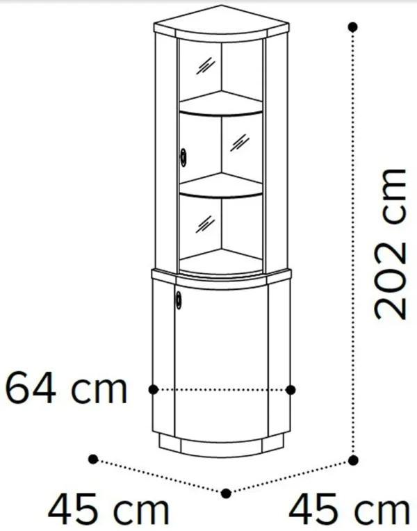 Armonia Italian Silver Birch Corner Display Cabinet - Image 2