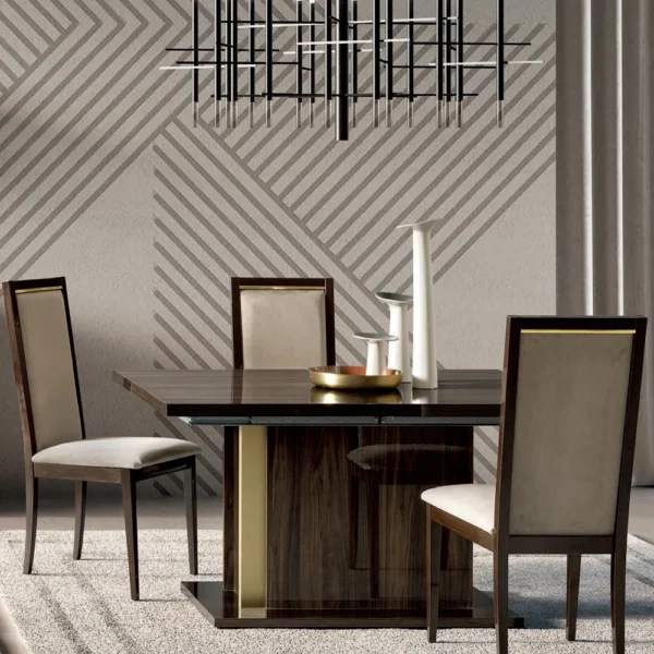 Volare Walnut Italian Extending Dining Set with Dining Chair - Image 2