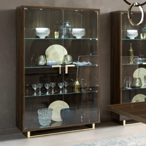 Volare Walnut Italian 2 Door Vitrine