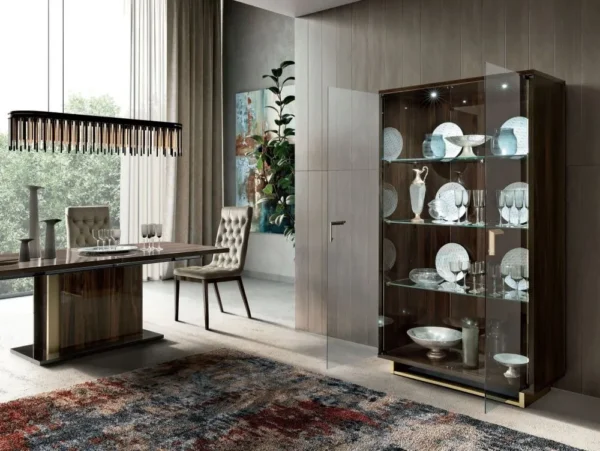 Volare Walnut Italian 2 Door Vitrine - Image 3