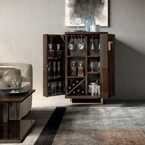 Volare Walnut Italian 2 Door Drink Cabinet - Image 2
