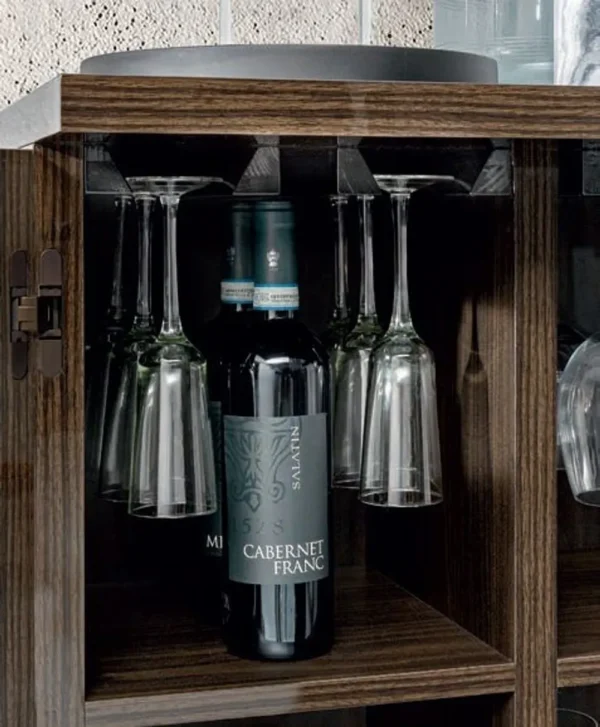 Volare Walnut Italian 2 Door Drink Cabinet - Image 4