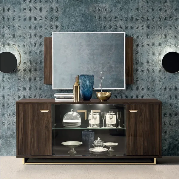 Volare Walnut Italian Large Buffet Sideboard