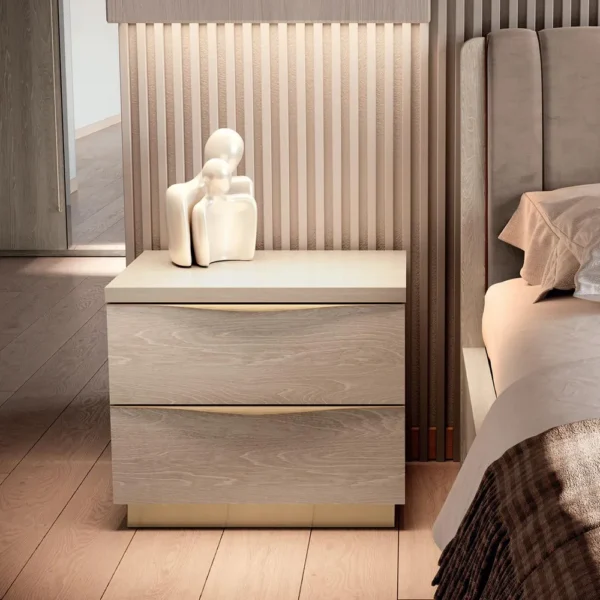 Denali Sand Birch Italian 2 Drawer Bedside Cabinet