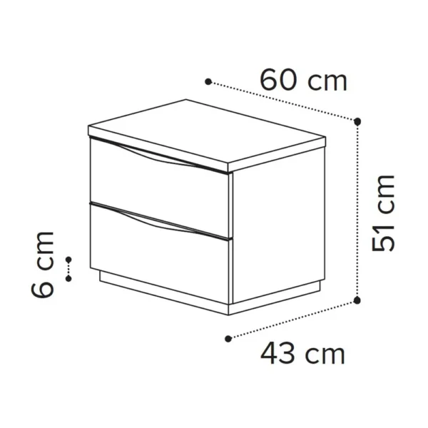 Denali Sand Birch Italian 2 Drawer Bedside Cabinet - Image 2