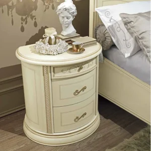 Siena Ivory Italian Oval 3 Drawer Bedside Cabinet