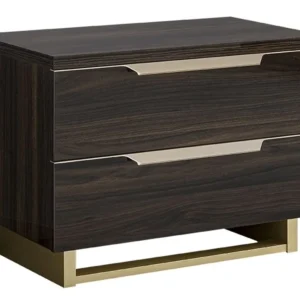 Smart Walnut Italian 2 Drawer Maxi Bedside Cabinet