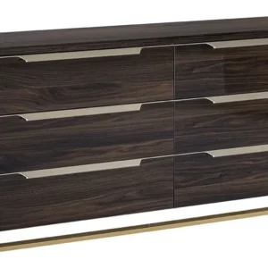 Smart Walnut Italian 6 Drawer Wide Chest