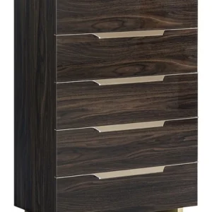 Smart Walnut Italian 5 Drawer Midi Chest