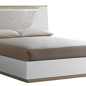 Smart White Italian Fabric Headboard Bed - Sizes Available