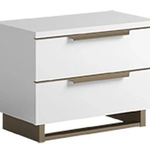 Smart White Italian 2 Drawer Mini Bedside Cabinet