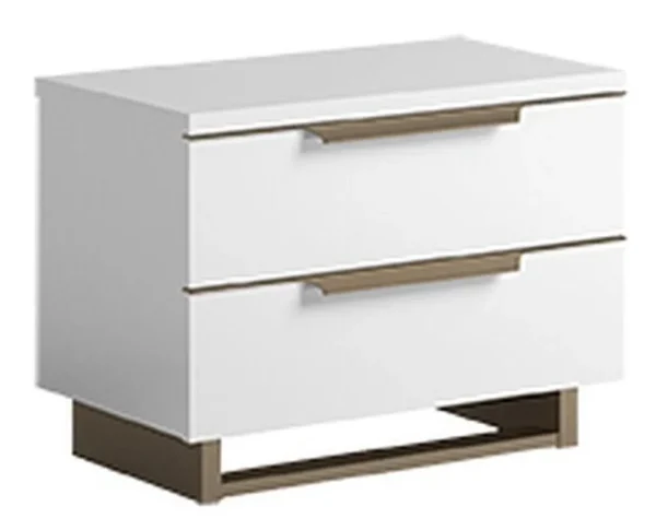 Smart White Italian 2 Drawer Mini Bedside Cabinet