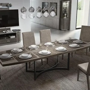 Armonia Italian Silver Birch Dining Set with Flute Fabric Chair