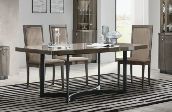 Armonia Italian Silver Birch Dining Set with Roma Fabric Chair