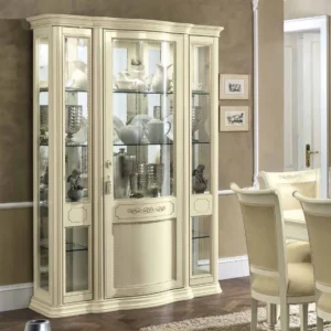 Torriani Ivory Italian 3 Glass Door Vitrine