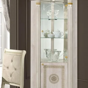 H2O Design Aurora Beige Birch Gold Italian Corner Display Unit