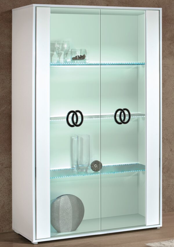 Athen white high gloss 2 Door Vetrine