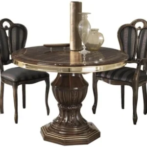 Venus Walnut Italian Round Dining Set with 2 Giglio Chairs