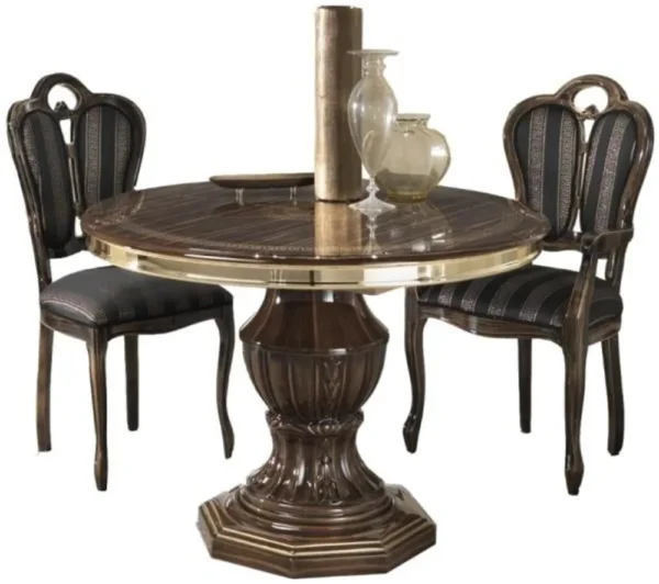 Venus Walnut Italian Round Dining Set with 2 Giglio Chairs